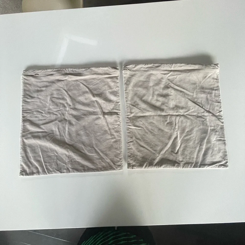 Set of 2 West Elm Diamond Studded Gray/tan (griege) Velveteen Pillow Covers